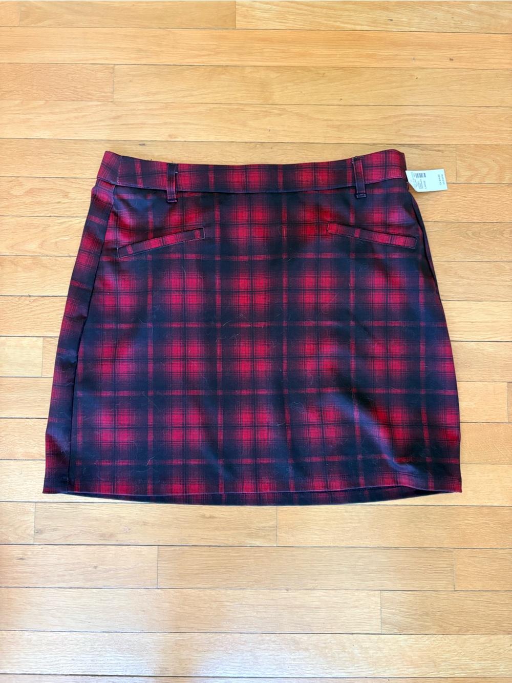 NWT Maurices Red and Black Plaid Mini Skirt